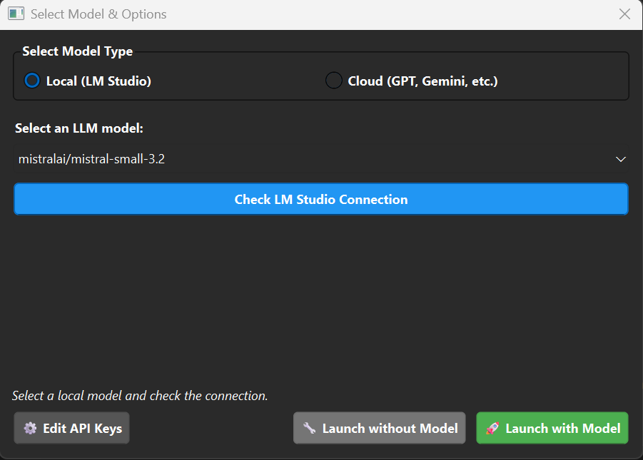 Select Model Interface
