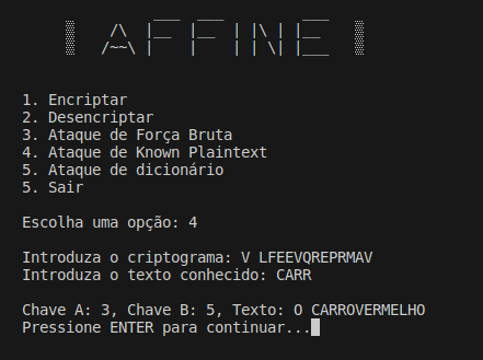 Affine Known Plaintext