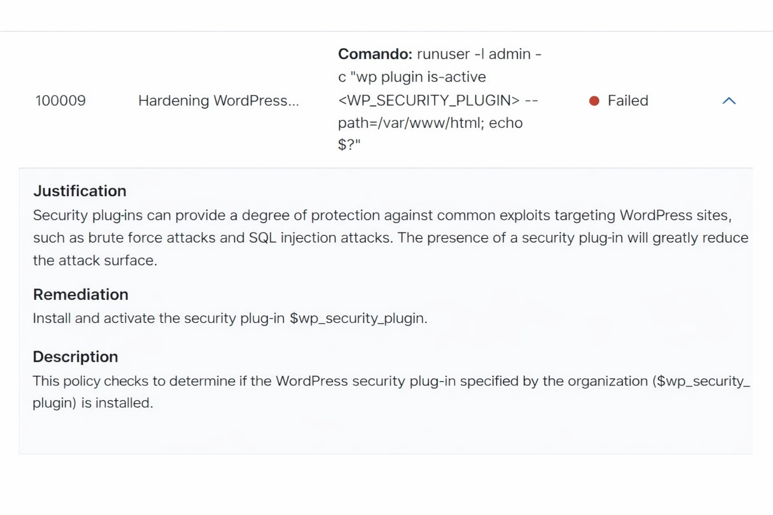 Rule 100009 — Missing security plugin detection and installation guidance