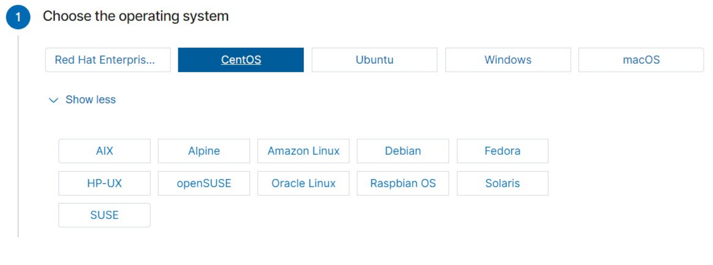 Wazuh dashboard OS selection step