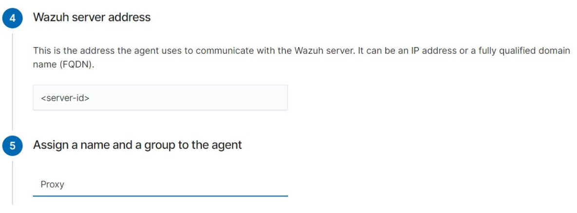 Wazuh dashboard agent name assignment step