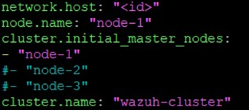 opensearch.yml configuring the indexer node and cluster membership